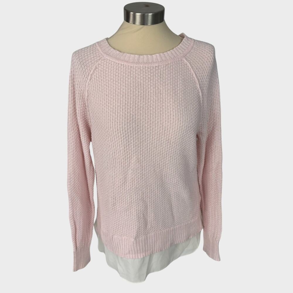 Chaps Pink Sweater Faux Blouse Look at Hem Womens Medium